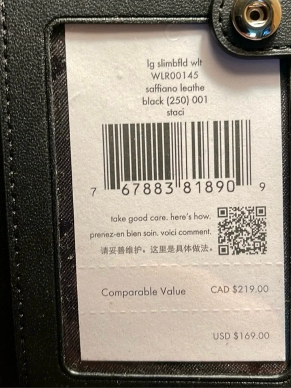 Kate Spade Black Saffiano Zip Continental Wallet with Gold Logo